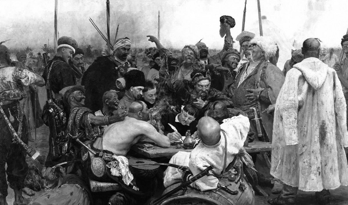 ロシア絵画とウクライナ：イリヤ・レーピン『トルコのスルタンに手紙を書くザポロージエのコサックたち』（１８８０～１８９１）